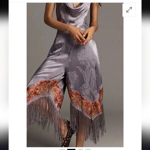 Anthropologie Lavender and Red Floral Jumpsuit